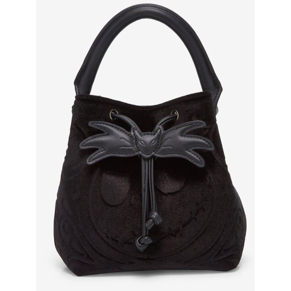 NEW Loungefly Disney Jack Skellington Bow Tie Velvet Bucket Crossbody Bag